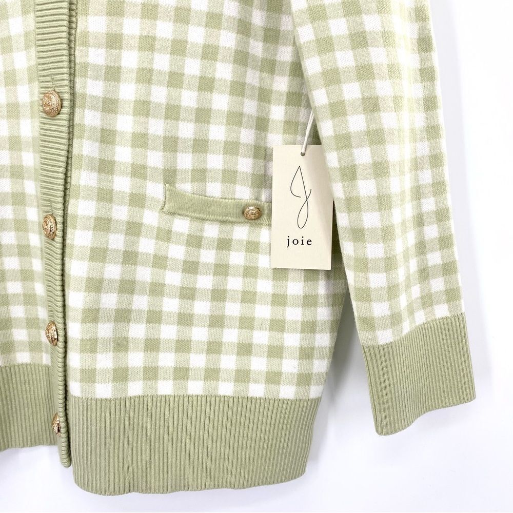 Joie Gingham Boyfriend Oversized Cardigan Sweater New Country House Chic - Picture 3 of 14